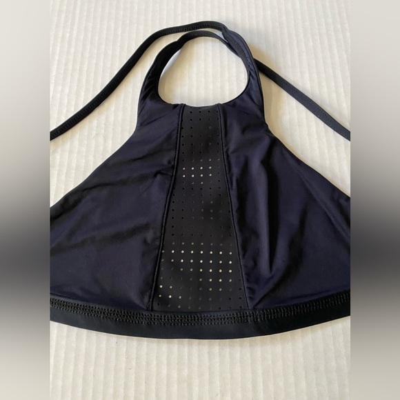 NWT Vitamin A Carbon 38 Swim Celine High Neck Mesh Halter Bikini Top Black S 8/M - Picture 12 of 15